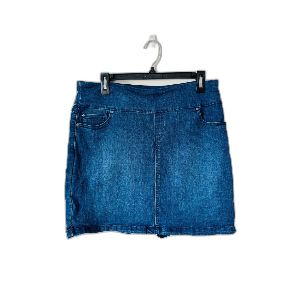 S.C. & Co. Denim Skort Womens L Cotton Stretch Blend Pull On Blue Jean Five